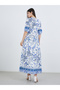 All-Over Print Maxi Dress with Button Front - 5