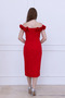 Atlas Floral Pearl Detailed Pencil Long Dress - Red - 7