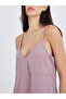 V Neck Open Back Lace Detail Side Slit Slip Dress - 3
