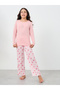 Printed Long Sleeves T-Shirt and Floral Pyjama Set - 3