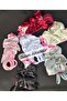 Luxury Stoned Satin Clip 2-Piece Bow Buckle 4-Piece Rubber Towel Buckle Set Cream Beige - 3