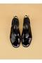 Keiry Shiny Patent Leather Black Slingback Back Tie Heels Black Women's Sandals - 6