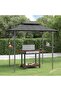 BBQ Gazebo with Side Shelves Anthracite 240x150x243 cm Steel