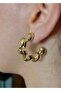 Sihra Accessories Twisted Model Hoop Earrings Gold Color Earrings - 2