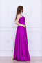 Satin Fabric Strap Evening Dress - Fuchia - 5