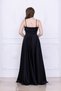 Satin Fabric Strap Evening Dress - Black - 7