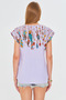 Women's Lilac V-Neck Printed Blouse Arm-25Y001086 - 5