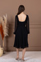 Chiffon Floral Detailed Midi Dress - Black - 6