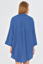 Women's Dark Blue Self Striped Front Tie Kimono Shirt Arm-24Y001101 - 5