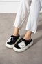 Poppy Paris Women's Cute Teddy Bear Figure Pattern Plush Lightweight Non-Slip Eva Sole Winter Slippers - 3