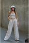 N.E.W _ Women's High-Waist Seasonal Linen Waist Elastic Tie-Up Comfortable Palazzo Pants - 3