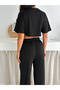 Summer Suit - Bottom Top Women's Textured Fabric - Baggy Pants + Relaxed Top - 5