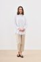 Women's White Oversize Pocket Brode Detailed Cotton Shirt - 5