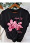 Simple Joy Flower Printed Oversize Crew Neck T-Shirt