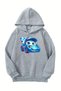 Unisex Gray Children's Hooded Sweatshirt – Half Carriage Printed, Thick Fabric with Hood