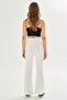 Women's Modal Fabric High Waist Wide Leg Sweatpants Ecru 8102-E - 6