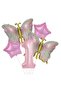 Gold Butterfly Pink 1 Year Old Number Balloon Set