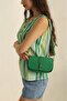 Women's Green Buckle Cross Strap Shoulder Bag - 2