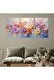 Three modern canvas paintings with a hollow silver frame