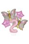 Gold Butterfly Pink 2 Year Old Number Balloon Set
