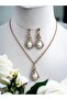 Antique Bronze Water Drop Necklace and Earrings Set with Crystal Stone