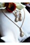 Antique Bronze Water Drop Necklace and Earrings Set with Crystal Stone - 2