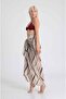 Wave Patterned Beige Beach Dress |   Chiffon & Luxury Satin Option (100X145 cm) - 2