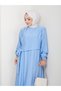 Women's Blue Strawberry Fabric Dress with Tie Detail - 4