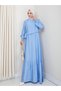 Women's Blue Strawberry Fabric Dress with Tie Detail - 3