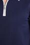 Men's Standard Fit Long Sleeve Half Zip Polo Neck Navy Blue Sweater - 3