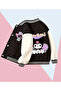 Girl's Kuromi Printed Black and White Color Buttoned College Jacket - 2