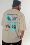 Motorcycle Club Back Printed Beige Oversize T-Shirt Men's Women's 100% Cotton Crew Neck T-Shirt - 7