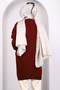 Dark Burgundy Crew Neck Mercerized Casual Knitwear Tunic - 4
