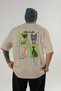 Dog Club Back Printed Beige Oversize T-Shirt Men's Women's 100% Cotton Crew Neck T-Shirt