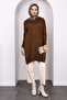 Brown Mercerized Casual Knitwear Tunic - 2
