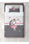 Gray Ayda Sitting Girl Patterned Single Pique and Pillowcase Bedspread Set with Border - 2