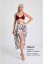 Brown Leaf Patterned Natural Beach Dress with Light Floor |   100X145Cm |   Chiffon & Luxury Satin