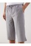 Gray Standard Fit Men's Shorts with Waist Tie Detail - 4