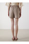 Brown Women's Shorts with Elastic Waist and Linen Blend - 4