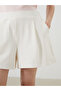 Lcw Vision Ecru Women's Pleated Shorts with Elastic Waist - 3