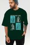 Mythology Club Front Printed Green Oversize T-Shirt Men Women 100% Cotton Crew Neck T-Shirt - 6