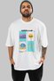 Summer Club Front Printed White Oversize T-Shirt Men's Women's 100% Cotton Crew Neck T-Shirt
