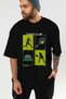 Tennis Club Front Printed Black Oversize T-Shirt Men's Women's 100% Cotton Crew Neck T-Shirt - 8