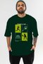 Tennis Club Front Printed Green Oversize T-Shirt Men's Women's 100% Cotton Crew Neck T-Shirt