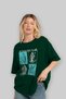 Mythology Club Front Printed Green Oversize T-Shirt Men Women 100% Cotton Crew Neck T-Shirt - 4