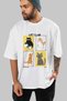 Cat Club Front Printed White Oversize T-Shirt Men's Women's 100% Cotton Crew Neck T-Shirt - 7