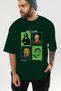 Art Club Front Printed Green Oversize T-Shirt Men's Women's 100% Cotton Crew Neck T-Shirt - 6
