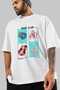 Music Club Front Printed White Oversize T-Shirt Men's Women's 100% Cotton Crew Neck T-Shirt - 3