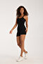 Women's Rope Strap Rib Fabric Shorts Jumpsuit – Basic Sports & Casual - 4