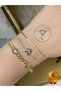 Women's Gold Color Heart Detailed 3-Piece Bracelet Set – Elegant and Modern Combination